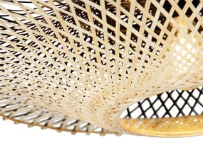Moderná oblúková lampa biela orientálny tienidlo s bambusom 50 cm - XXL Rina