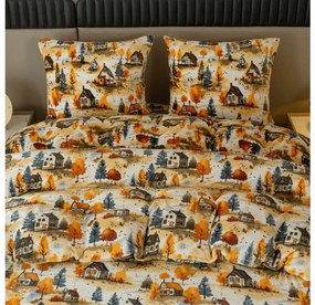 Obliečky mikroplyš AUTUMN VILLAGE farebné Rozmer obliečky: 70 x 90 cm | 140 x 200 cm
