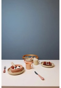 Červený/v lososovej farbe detský príbor 3 ks zo silikónu Rose Mix – Cam Cam Copenhagen