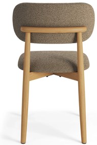 ALDO Hnedá Taupe (látka Monza 40) / lakovaný dubový rám – DREVENÁ BOUCLÉ STOLIČKA DO OBÝVAČKY, JEDÁLNE A KUCHYNE V RETRO ŠTÝLE