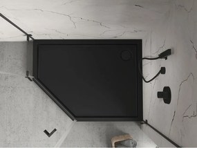 Mexen Flow+ päťuholníková sprchová vanička, pravá 90 x 80 cm, čierna matná, 46P708090RH