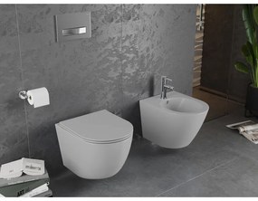 Mexen Lena WC misa Rimless s WC doskou slim, duroplast, svetlo-šedá matná, 30224061