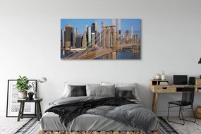 Obraz na akrylátovom skle Bridge mrakodrapy river 140x70 cm