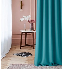 Room99 Hotový záves na páske Zatemňovací LAUREL Jednofarebný Farba: Tyrkysová, Veľkosť: 140 x 260 cm