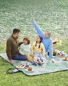 Songmics Pikniková deka Tropical 200x200 cm vzorovaná