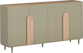 Komoda Amilio 200 cm štvor­dverová na nožičkách - eukalyptus / dub baltic dune / úchytky dub prírodný