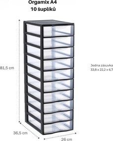 SUNDIS Úložný box s 10 zásuvkami, antracit, OFFICEMIX A4 10A