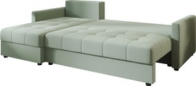 Rozkladacia obojstranná sedacia súprava do L VENORIA 220x143 cm, svetlozelená + 2 vankúšiky ZDARMA