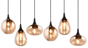 Čierno-oranžové závesné svietidlo so skleneným tienidlom Lumina – Trio