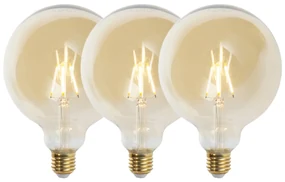 Sada 3 stmievateľných LED žiaroviek E27 G125 zlatá 5W 450lm 2200K