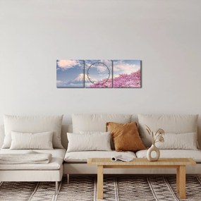 Obraz - Japonská jarná krajina (s hodinami) (90x30 cm)