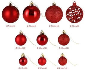 Sada vianočných závesných dekorácií REGALO červená (100 ks)