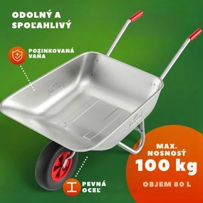 Fúrik LARRY pozinkovaný, max. kapacita 80l/100kg, strieborná/čierna Gardebruk