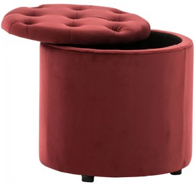 Taburetka s úložným priestorom Pantin - zamat, v42 x Ø44 cm - Červená
