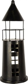 Čierna antik kovová dekorácia maják Lighthouse - Ø 16*45 cm