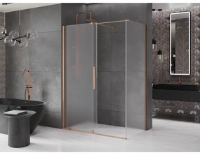 Mexen Velar, sprchový kút s posuvnými dverami 160 x 75 cm, 8mm sklo námraza, medená matná, 871-160-075-31-65