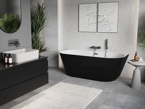 Mexen Oris, voľne stojaca ryhovaná vaňa 170 x 80 cm, biela-čierna, brúsený grafit prepad, 52871708075-66