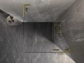 Mexen Lunar L, 1-krídlový sprchový kút, pravý, 100 x 100 cm, 8mm číre sklo, zlatý matný profil, 834L-100-100-55-00-P