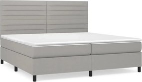 vidaXL Kontinentálna posteľ s matracom, svetlosivá, tkanina 200 x 200 cm