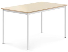 Stôl SONITUS, 1400x800x760 mm, HPL - breza, biela