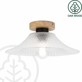 Stropné svietidlo JULL WOOD 1xE27/15W/230V dub/čiré pr. 34 cm