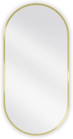 Mexen Loft, oválne kúpeľňové zrkadlo 90 x 45 cm, farba rámu zlatá lesklá, 9851-090-045-000-50