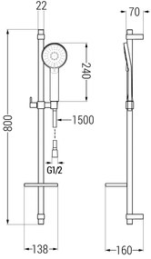 Mexen Pecos DQ40 sprchový set, chrómová - 72704DQ40-00