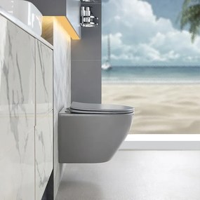 BPS-koupelny Závesná WC misa so SoftClose sedadlom HYD-7600, sivá matná