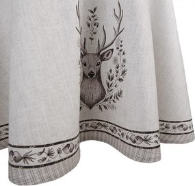 Tablecloth ? 170 Cm Beige Cotton Deer Round Table Cloth - 170,00 cm