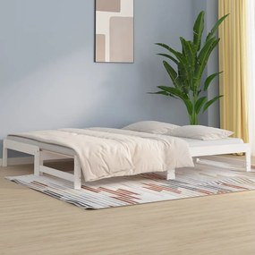 Rozkladacia denná posteľ biela 2x(80x200) cm borovicový masív 832649