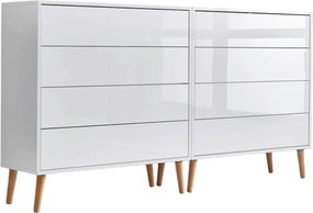 XXXLutz ŠIROKÁ KOMODA, biela, biela s vysokým leskom, 158/86/33 cm MID.YOU - Komody - 001067001501