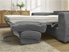 Tmavosivá menčestrová pohovka na každodenné spanie/rozkladacia 220 cm Hugo – Bobochic Paris