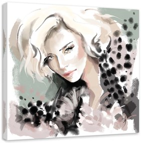 Gario Obraz na plátne Žena Blonde Face Fur Fashion - Irina Sadykova Rozmery: 60 x 60 cm