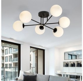 Luster na tyči ROMA 6xE14/10W/230V čierna/biela