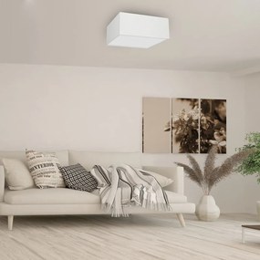 Stropné svietidlo Albion Square, 1x biele bavlnené tienidlo, (biele plexisklo), (50cm)