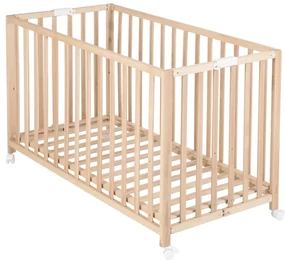 Skladacia postieľka na kolieskach v prírodnej farbe 60x120 cm Fold up – Roba