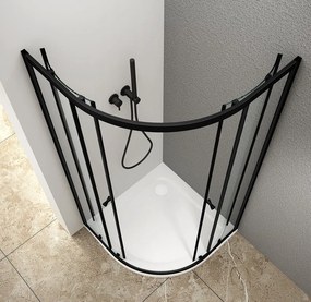 Aqualine Aqualine, ARLETA BLACK štvrťkruhový sprchovacia zástena 800x800mm, číre sklo, BLS800