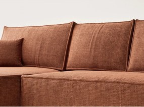 Ženilková rozkladacia/s úložným priestorom rohová pohovka v medenej farbe (ľavý roh/s leňoškou) Maze – Maison de Rêve