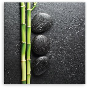 Obraz na plátně, Bambusové a Zen kameny - 50x50 cm