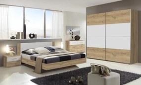 Posteľ s nočnými stolíkmi Nora 160x200 cm, doskový dub/biela