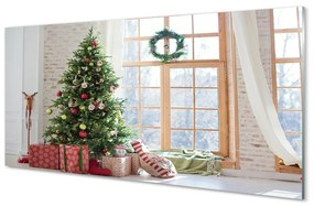 Sklenený obraz vianočné darčeky 125x50 cm