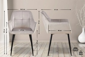 Jedálenská stolička Emia (SET 2 ks) - zamat, kovové nohy čierne - Svetlo sivá