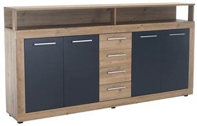Štvordverová komoda so zásuvkami Lunysa New - dub artisan / grafit