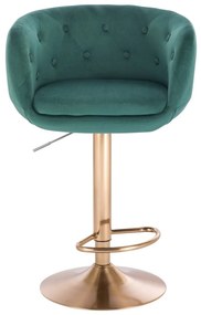 LuxuryForm DESIGN Barová stolička MONTANA VELUR na zlatom tanieri - zelená