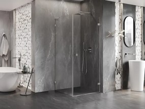 Mexen Lunar-B L, 1-krídlový sprchový kút, pravý, 80 x 80 cm, 8mm číre sklo, brúsená oceľ profil, 832L-080-080-97-00-P