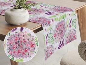 Biante Bavlnený behúň na stôl Sandra SA-385 Ružové cibuľové kvety na bielom 20x180 cm
