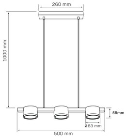 LED Luster na lanku MIRELLA 3xGX53/6W/230V zlatá/čierna