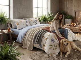 Mikroflanelové obliečky GENTLE LEAVES krémové Rozmer obliečky: 70 x 90 cm | 140 x 200 cm