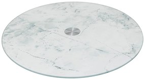 Sklenený otočný servírovací podnos White Marble, (fi) 32 cm