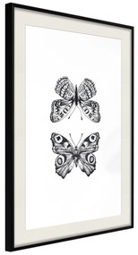 Artgeist Plagát - Two Butterflies [Poster] Veľkosť: 30x45, Verzia: Čierny rám s passe-partout